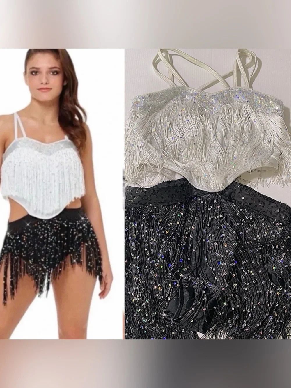 Revolution Tenth House solo Dance costume fringe jazz TH16009 black white SA